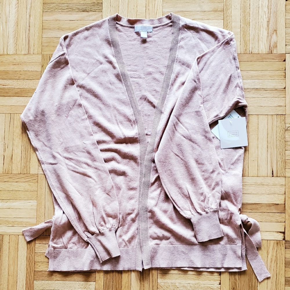 Side Tie Open Front Cardigan